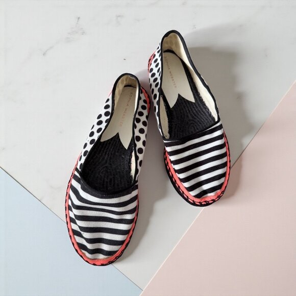 SOPHIA WEBSTER Striped Black White Espadrilles Flats Size 38 / US 8 - Picture 1 of 8